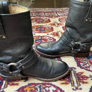 Frye black leather harness boots Women size 6